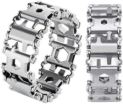 Pulseira multitool de ozzagar para homens, 29 em 1 ferramentas Pulseira multifuncional de aço inoxidável, amigável para