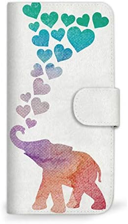 MITAS AQOUS Wish2 A204SH FOLIO CASO COM MELHOR Aquarela Elefante Coração B miR-0230-B/A204SH