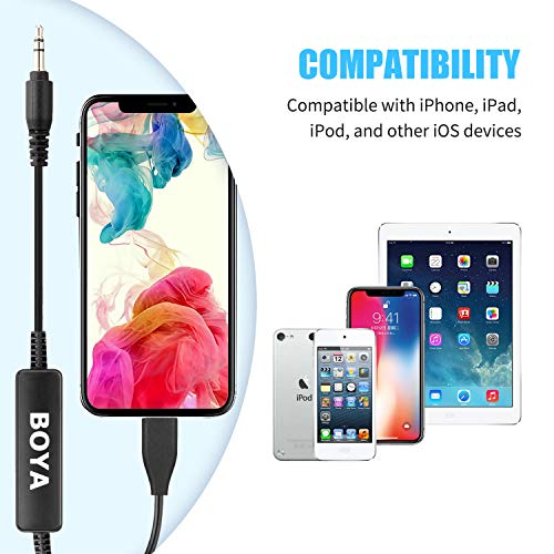 BOYA 35C-L 3,5 mm TRS para Lightning Connector Audio Cable para iPhone iPhone iPad Video Audio Recording