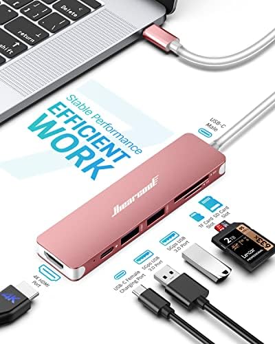Hiarcool USB C Hub, adaptador MacBook Pro USB C Dongle, 7 em 1 USB C a HDMI Adaptador multitor