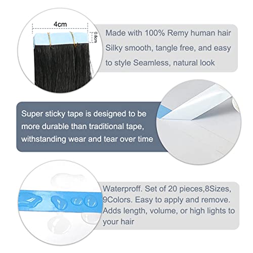 Fita de fita em extensões de cabelo cabelos humanos Remy Hair para mistura sem costura 40g 20pcs/conjunto e conforto fácil