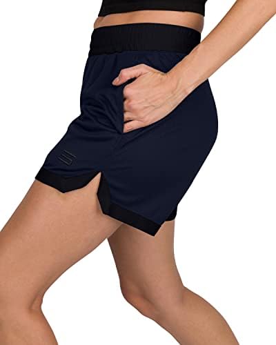 Três sessenta e seis shorts de basquete seco rápido feminino, cintura elástica com cordão, seleção de 6,5 polegadas