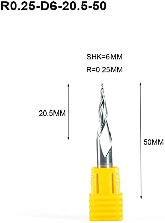 Cutter de moagem de hardware 4pcs /r0.25amp; 0,5amp; 0,75amp; 1,0 mm 6mm Shank 50L HRC55 Tungstênio Carboneto de bola cônica