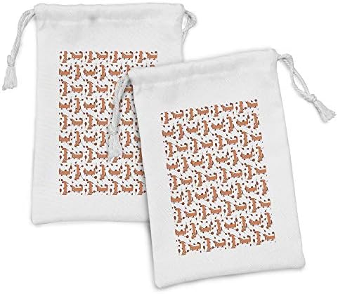 Conjunto de bolsas de tecido de raposa de Ambsosonne de 2, padrão repetitivo de desenho de desenho animado animal e carne selvagem,