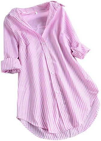 Button Butão Down Down Casual Flit Longa Feminina Button Sleeve Sleep