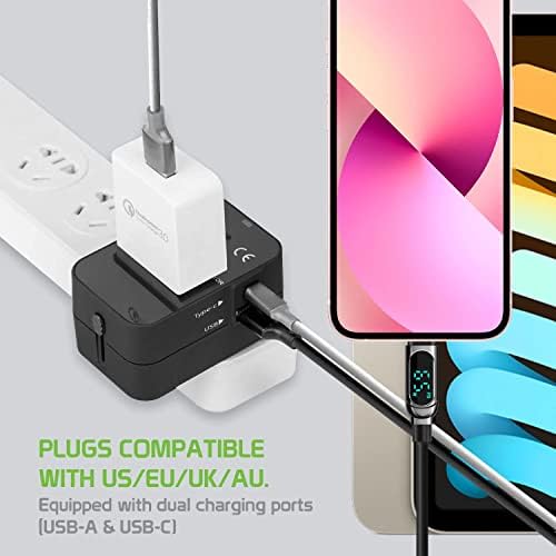 Viagem USB Plus International Power Adapter Compatível com o Samsung Galaxy SM-C900F para poder mundial para 3 dispositivos