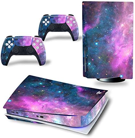 Tanokay PS5 Console Skin and Controller Skin Set | Universo estrelado roxo | TEMPO DE VINIL MATTE Vinil Skins de decalque