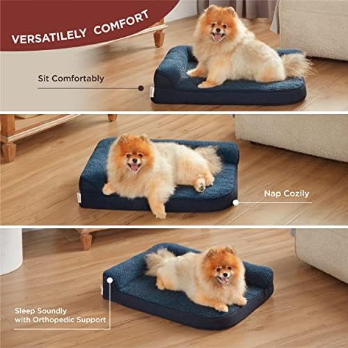 Lesure Ortopedic Dog Bed para cães pequenos - pequenas camas de cachorro laváveis ​​com revestimento à prova d'água