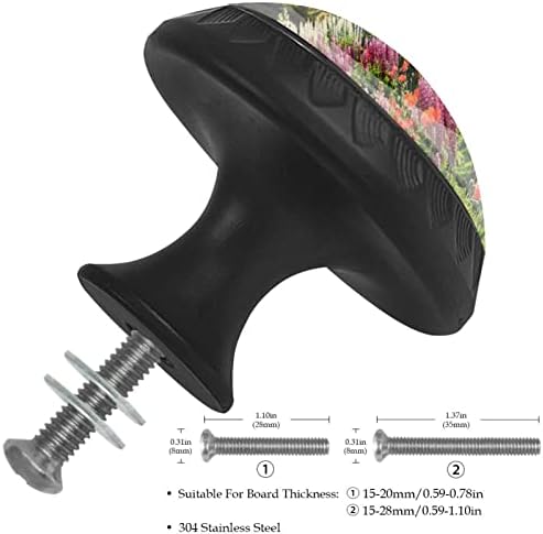 12 peças lindas botões de vidro de jardim para gavetas de cômodas, 1,37 x 1,10 em armários de cozinha redondos para