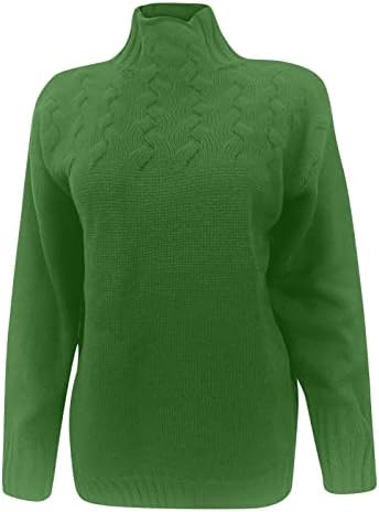 RMXEI Sweater feminino Turtleneck de manga longa V de pescoço sólido malha solta malha tops