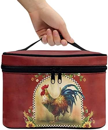 Doginthehole Frango Bolsa Cosmética para Mulheres Country Bolsa de Maquiagem Country Saco de Trein Casmético Portátil