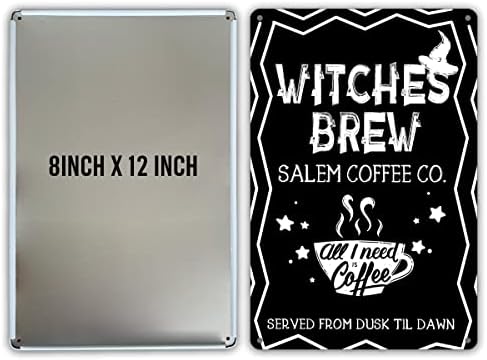Witches Funny Brew Coffee Metal Tin Sign Sign Parede Decora Bruxa de Bruxa Plate para Decoração de Casa Presentes