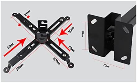 WERFDS Black Color Projector Teto Montagem ajustável de 43 a 65cm Praça de suporte de telhado cabide de parede