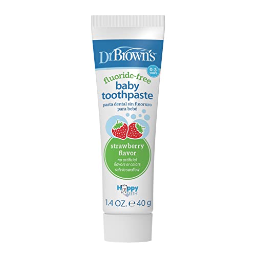 Dr. Brown, infantil para criança girafa e escovas de dentes de elefante rosa com pasta de dente de bebê, morango 1.4oz