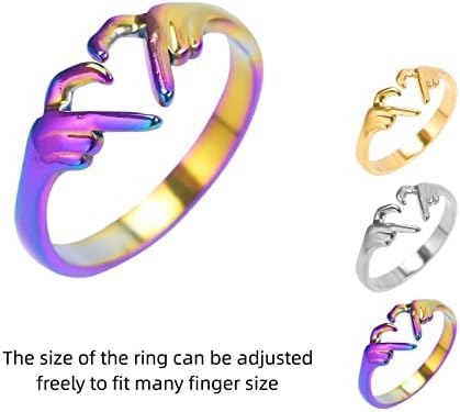 Anéis femininos Anel de aço de titânio Coração feminino Estilo frio pequena multidão simples anel de aço inoxidável aberto não