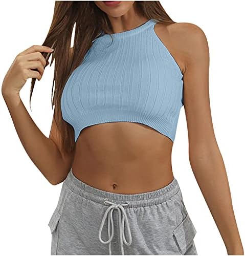 O outono de colete de verão sem mangas deslize traslado halter crew pescoço treino de ginástica de colete bustier para mulheres