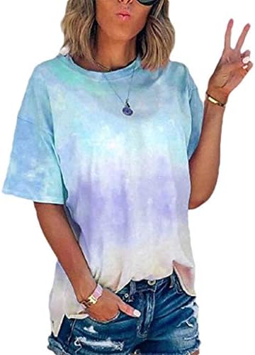 Camisetas de camisetas de grandes dimensões femininas Pulloves de tie-dye de tampes de verão Blusa solta Top de moda