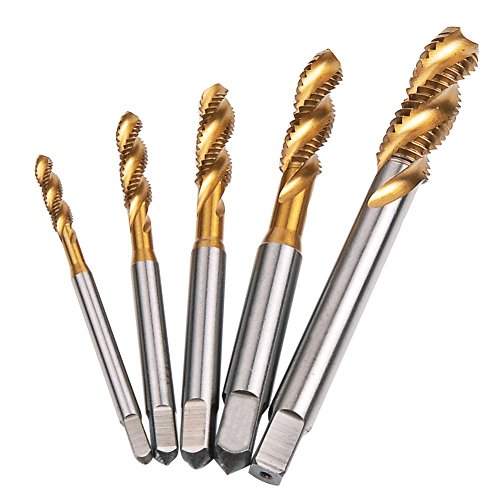 ROCARIS 5 PCS M3 M4 M5 M6 M8 Titanium revestido de titânio HSS Spiral Flute Metric Taps Conjunto