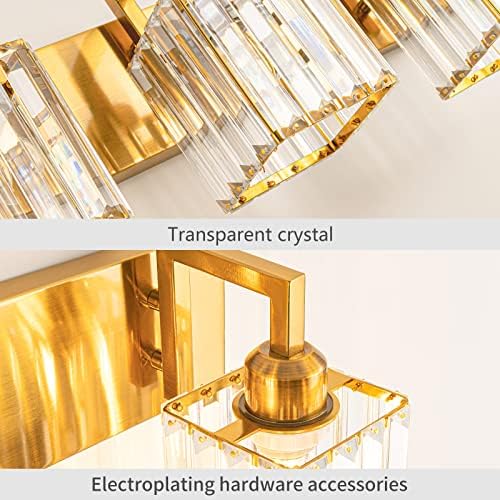 Zhlwin Modern Crystal banheiro vaidade da luz 5 luzes de 5 luzes ouro moderno lâmpada de parede de cristal banheiro