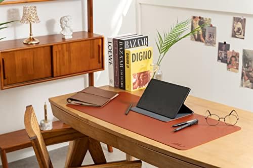 Heltant Cheather Desk Tat Desk Brown Pad-Non SLIP PU TAT de couro, almofada de escrita à prova d'água para escritório e casa