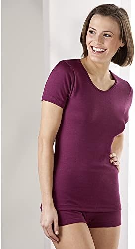 Top da camada de base térmica feminina - manga curta Wicking Merino Wool Silk Undersirt