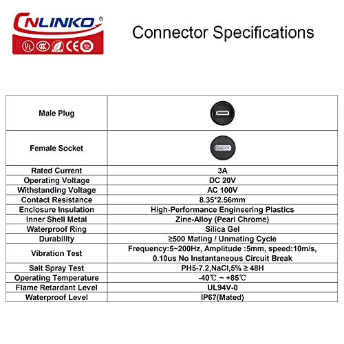 CNLINKO LP-16 TIPO-C 3.1 CONECTOR INDUSTRIAL DA IP67 CONECTOR CIRCULAR CONECTOR RÁPIDO CONECTOR DE AVIAÇÃO CONECTOR RÁPIDO DE