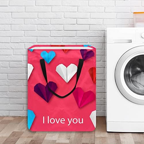 Louseiro colorido de impressão de amor lavanderia dobrável, cestas de lavanderia à prova d'água 60l Lavagem de roupas de roupas de roupas