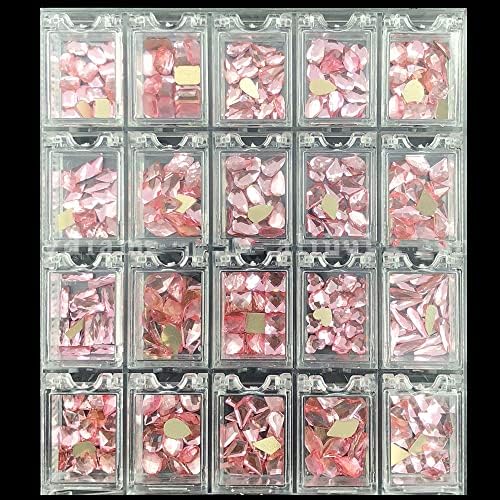 20 Caixas de grade Arte da unha strassões abodas planas de mixagem Muitas cores sumptuosas 3D Crystal Gems Manual