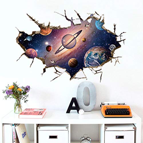 Adesivos 3d de besportble decoração de decalques de parede 3d Planetas de parede cósmica de parede de janela se apega à sala