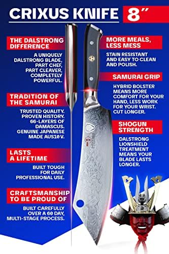 Dalstrong Hybrid Cleaver & Chef Knife - 8 polegadas - Shogun Series Elite - The 'Crixus' - Aus -10V Japanese Super