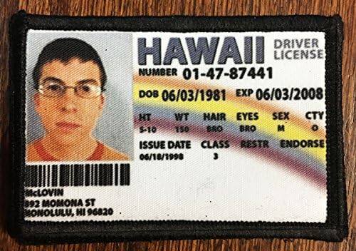 McLovin ID Badge Morale Morale Patch. Perfeito para o seu equipamento tático do Exército Militar, mochila, boné de beisebol