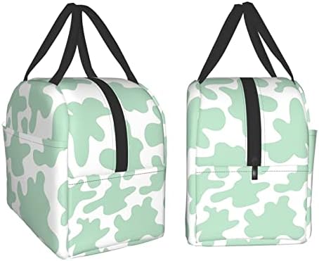 Senheol Mint Green Cow Lanch Box, lancheira de isolamento para homens, sacolas reutilizáveis ​​para almoçar perfeitas para camping