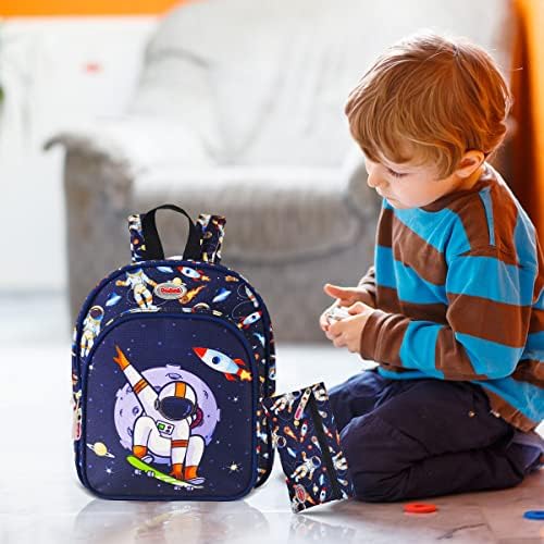 Mochila Dodinmi Toddler para meninos, mochila de 12,5 para meninos para meninos, pequena bookbag de criança com bolsa