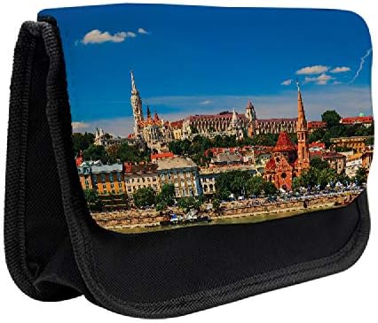 Caixa de lápis Wanderlust lunarable, panorama do rio Budapeste, Saco de lápis de caneta com zíper duplo, 8,5 x 5,5,