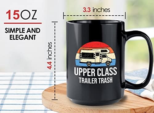 Caneca de café com arco de glamour 15oz preto - trailer de classe alta Lixo - caminhada Woods Adventure Explorer Travel