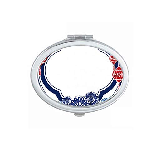 Cultura chinesa flor azul espelho apaixonado portátil maquiagem manual de mão dupla lateral óculos