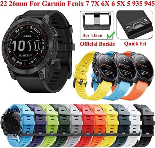 Sawidee 22 tiras de banda de vigas de silicone de 26 mm para Garmin Fenix ​​6x 6 Pro 7x 7 5 5x 3 3HR 945 Pulseira Smartwatch