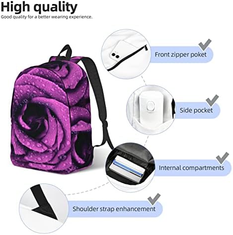 Moliae Bloom Rose Flower Pinrt Backpack de lona para homens Mulheres, mochila laptop, mochila durável, mochila ao ar livre de