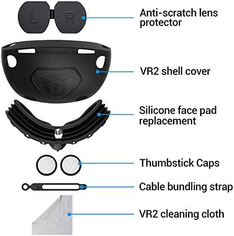 Acessórios VR Conjunto para PlayStation VR2, tampa do fone de ouvido PSVR2 com protetor de lente PS5 VR 2, cobertura de almofada de