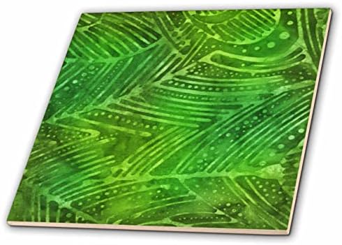 3drose Anne Marie Baugh - Padrões - Imagem verde chique de Batik Leaf Pattern - Tiles