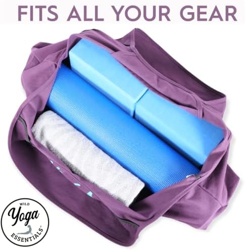 Wild Essentials Yoga Bag Yoga Agora Vinho Mais tarde Exercício, transportadora de tapete grande com alça de ombro e bolso interno,