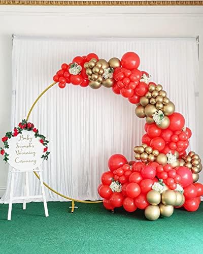 Bezente Red Gold Balloons Garland Kit, 100pcs Red Gold Metallic Chrome e Ballons de confete de ouro Arco para casamento, aniversário,