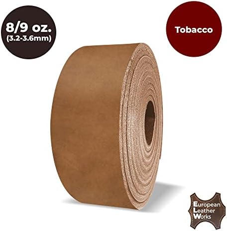 Trabalho de couro europeu 8-9 onças. Corrente de couro bronzeado vegetal Tamanho: 1-1/2 x50 | Cor do tabaco | Tiras/tiras