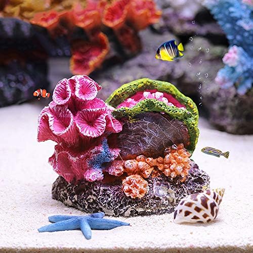 Danmu 1pc de ornamentos de coral de polirresina, decoração de coral de aquário para decoração de aquário de tanques de peixes