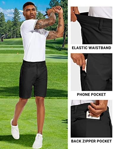 Puli Stretch Golf Shorts Men Slim Fit Casual Lightweight Secagem rápida vestido frontal lhorts com bolsos de 10 polegadas Unsam