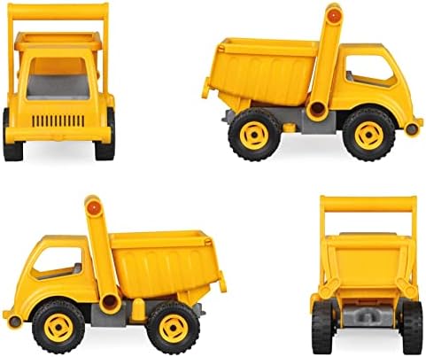 Lena Eco Dump Truck Toy para meninos com cabine fácil e virar a cabine aberta, feita de raminho como mix de resina