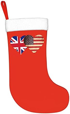 CutedWarf British Bandle and American Flag Christmas Meking Xmas Decoration Classic 18 polegadas lareira