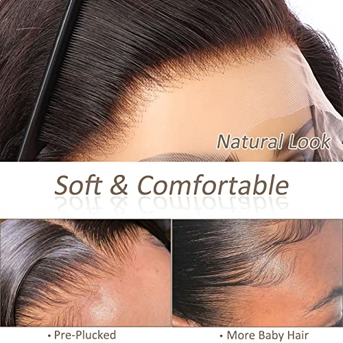 Docrite Wody Wave Lace Front Wigs Human Human, 150% de densidade de cabelos humanos para mulheres negras, preto