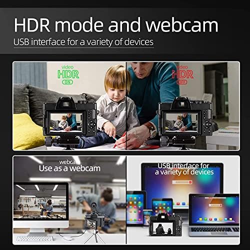 Câmera digital 4K Monitech para fotografia, câmera de vlogging de 48MP para YouTube e vídeo, com tela de faixa de 180 °, zoom