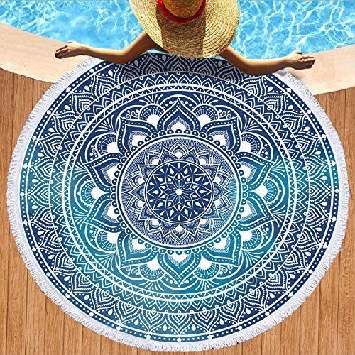 HEXAGRAM MANDALA ROUNTE TOLHA DE PRAIA, Toalha de praia de Micorfiber de tamanho grande, prova de areia e banho rápido de banho de banho